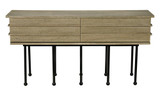 Noir Oliver Console Washed Walnut with Matte Black Base 
