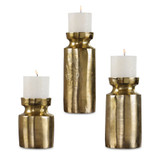 Amina Candleholders, 3/Set, Antique Brass, 13"H, Uttermost (18958 A373A)