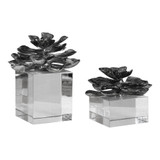 Indian Lotus Flowers, 2/Set, Metallic Silver, 7"H, Uttermost (20158 9U8Z2)