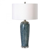 Maira Table Lamp, 1-Light, Ceramic, Heathered Blue, Brushed Nickel, 33"H (27130-1 9U90W)