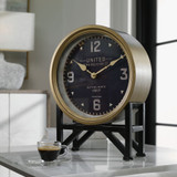 Shyam Table Clock, Brass, Aged Black, 16"H x 12"W, Uttermost (06094 9Q99P)