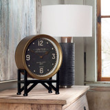 Shyam Table Clock, Brass, Aged Black, 16"H x 12"W, Uttermost (06094 9Q99P)
