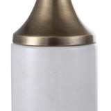 Castiel Marble Candleholders, 2/Set, Antique Brushed Brass, White Marble, 13"H, Uttermost (17546 A3A1R)