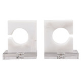 Clarin Bookends, Set of 2, White, Gray Marble, 7"W, Uttermost (17864 A68R2)