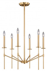 Kedzie Chandelier, 6-Light, Natural Brass, 24"W (H0178 F7ZJ)