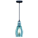 Millie Mini Pendant, 1-Light, Oil Rubbed Bronze, Smoke Blue Glass Shade, 5.25"W (P0247 FAXN)