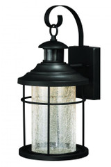 Melbourne Outdoor Motion Sensor Wall Light, 1-Light, LED, Dusk-to-Dawn, Oil Rubbed Bronze, Clear Crackle Glass Shade, 16.25"H (T0323 F8ZG)
