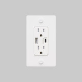 Buster + Punch 1G Combination Duplex Outlet And Usb-A + C Charger, Without Logo, White 