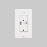 Buster + Punch 1G Combination Duplex Outlet And Usb-A + C Charger, With Logo, White 