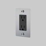  Buster + Punch 1G Duplex Outlet, Without Logo, Steel 