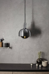 Buster + Punch Forked Pendant, Shade, Globe, Smoked, Medium, Brass 