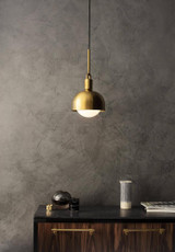 Buster + Punch Forked Pendant, Shade, Globe, Opal, Medium, Steel 