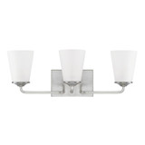 Braylon Bath Vanity, 3-Light, Brushed Nickel, Soft White Glass, 22.5"W