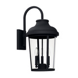 Dunbar Outdoor Wall Lantern, 3-Light, Black, Clear Glass, 22.5"H