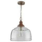 Julian Pendant, 1-Light, Grey Wash, Clear Organic Rippled Glass, 14"W