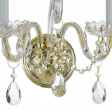 Traditional Crystal Wall Sconce - Polished Brass, Hand Cut Crystal 12.5"H