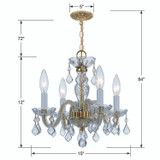 Traditional Crystal Mini Chandelier - Polished Brass, Swarovski Spectra Crystal 12"H