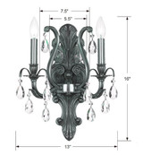 Dawson Wall Sconce - Pewter, Swarovski Strass Crystal 16"H
