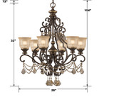 Norwalk Chandelier - Bronze Umber, Golden Teak Hand Cut 32"H