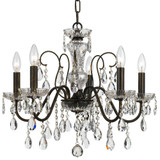 Butler Chandelier - English Bronze, Hand Cut Crystal 18.5"H