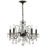 Butler Chandelier - English Bronze, Hand Cut Crystal 18.5"H