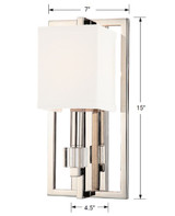 Dixon Wall Sconce - Polished Nickel, Crystal Cubes 15"H