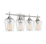 Octave Bath Vanity Light, 4-Light, Polished Chrome, Glass Shade, 28.75"W (8-4030-4-11 1MW1G)