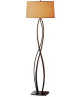 Almost Infinity Floor Lamp, 1-Light, Black, Natural Anna Shade, 59.5"H (232686-SKT-10-SF1894 2DCMN0)