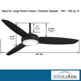 Concept IV Ceiling Fan, 3-Blade, 1-Light, LED, Coal, Coal Blades, 54"W (F465L-CL HL00)