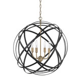 Axis Pendant, 4-Light, Aged Brass and Black, 23"W