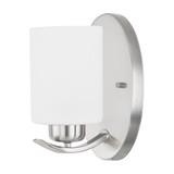 Dixon Outdoor Wall Sconce, 1-Light, Brushed Nickel, Soft White Glass, 8.25"H