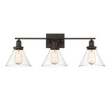 Drake Bath Vanity Light, 3-Light, English Bronze, Glass Shade, 28.5"W (8-9130-3-13 1MY0E)