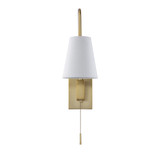 Owen Adjustable Wall Sconce, 1-Light, Warm Brass, White Fabric Shade, 18"H (9-0900CP-1-322 1N3W7)