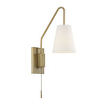 Owen Adjustable Wall Sconce, 1-Light, Warm Brass, White Fabric Shade, 18"H (9-0900CP-1-322 1N3W7)