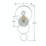 Luna Wall Sconce - Matte White, Antique Gold 14.75"H