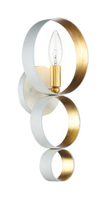 Luna Wall Sconce - Matte White, Antique Gold 14.75"H