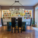 Glenwood Linear Chandelier, 5-Light, English Bronze, Glass Shade, 7"W  Savoy House (1-3043-5-13 1K16A)