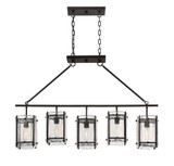 Glenwood Linear Chandelier, 5-Light, English Bronze, Glass Shade, 7"W  Savoy House (1-3043-5-13 1K16A)