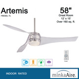 Artemis Ceiling Fan, 3-Blade, 1-Light, LED, Translucent, Translucent Blades, 58"W (F803DL-TL HL1A)