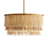 Baja Chandelier, 3-Light, Natural Wood, Antique Brass, 30"W (45094 3JNZR)