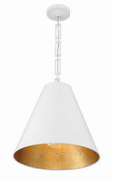 Alston Chandelier - Matte White, Antique Gold 18.5"H