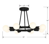 Crystorama Dakota Semi Flush Mount - Black 12"H 