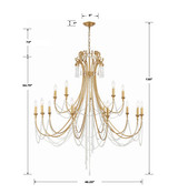 Arcadia Chandelier - Antique Gold, Hand Cut Crystal 54.75"H