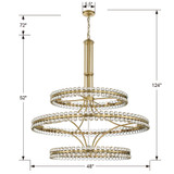 Clover Chandelier - Aged Brass, Glass Ball 52"H