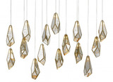 Currey and Company Glace Mirror 15-Light Linear Multi-Drop Pendant 