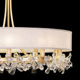 Azu Chandelier, Round, 10-Light, Gold, Champagne Fabric Shade, 34.5"W (915240-22ST NLY3)