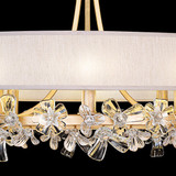 Azu Chandelier, Round, 10-Light, Gold, Champagne Fabric Shade, 34.5"W (915240-22ST NLY3)