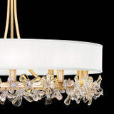 Azu Chandelier, Round, 10-Light, Gold, White Fabric Shade, 34.5"W (915240-21ST NLY2)