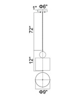 Saleen Mini Pendant, LED, Brass+Black, 9"W (1156P9-625 3069LDV)