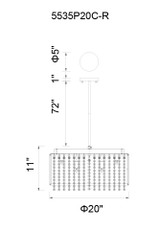 Claire Drum Shade Chandelier, 12-Light, Chrome, 20"W (5535P20C-R 3060CHD)